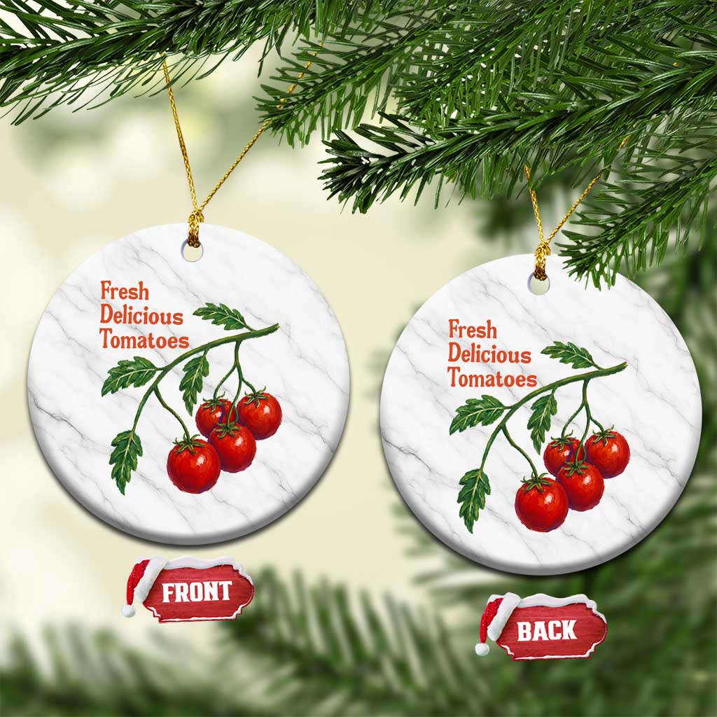 Subtle FDT Ceramic Ornament Fresh Delicious Tomatoes Retro Tomato Vine Graphic Political Humor