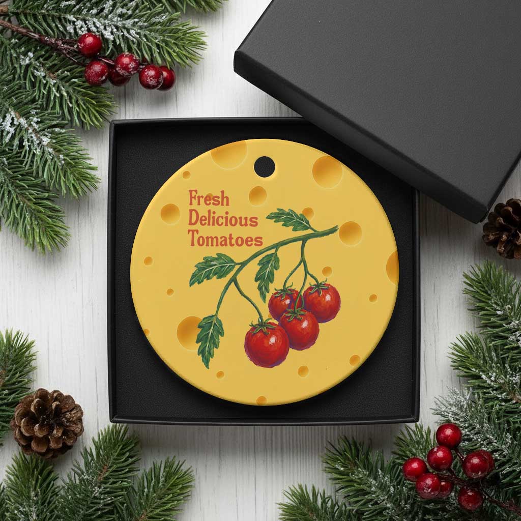 Subtle FDT Ceramic Ornament Fresh Delicious Tomatoes Retro Tomato Vine Graphic Political Humor