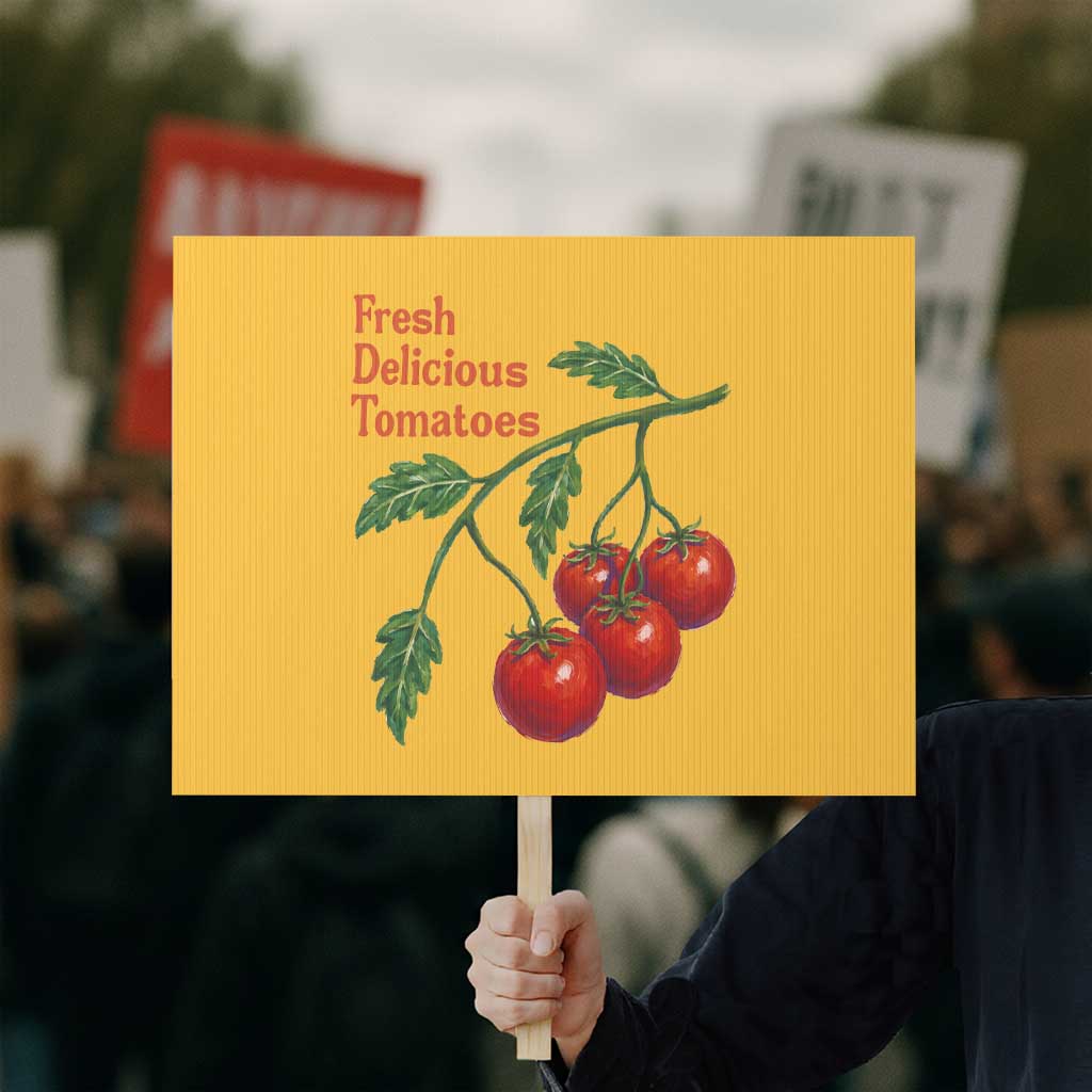 Subtle FDT Protest Sign Fresh Delicious Tomatoes Retro Tomato Vine Graphic Political Humor