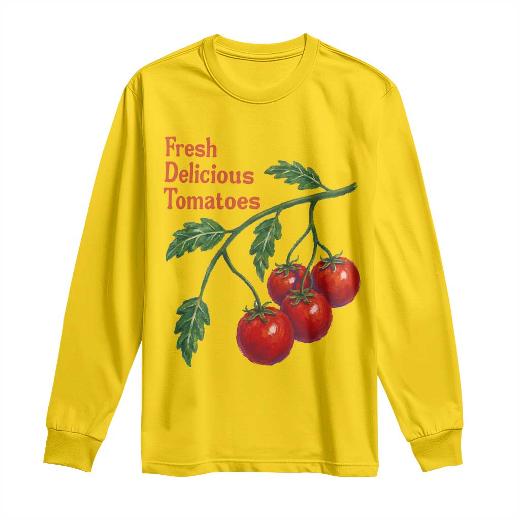 Subtle FDT Long Sleeve Shirt Fresh Delicious Tomatoes Retro Tomato Vine Graphic Political Humor