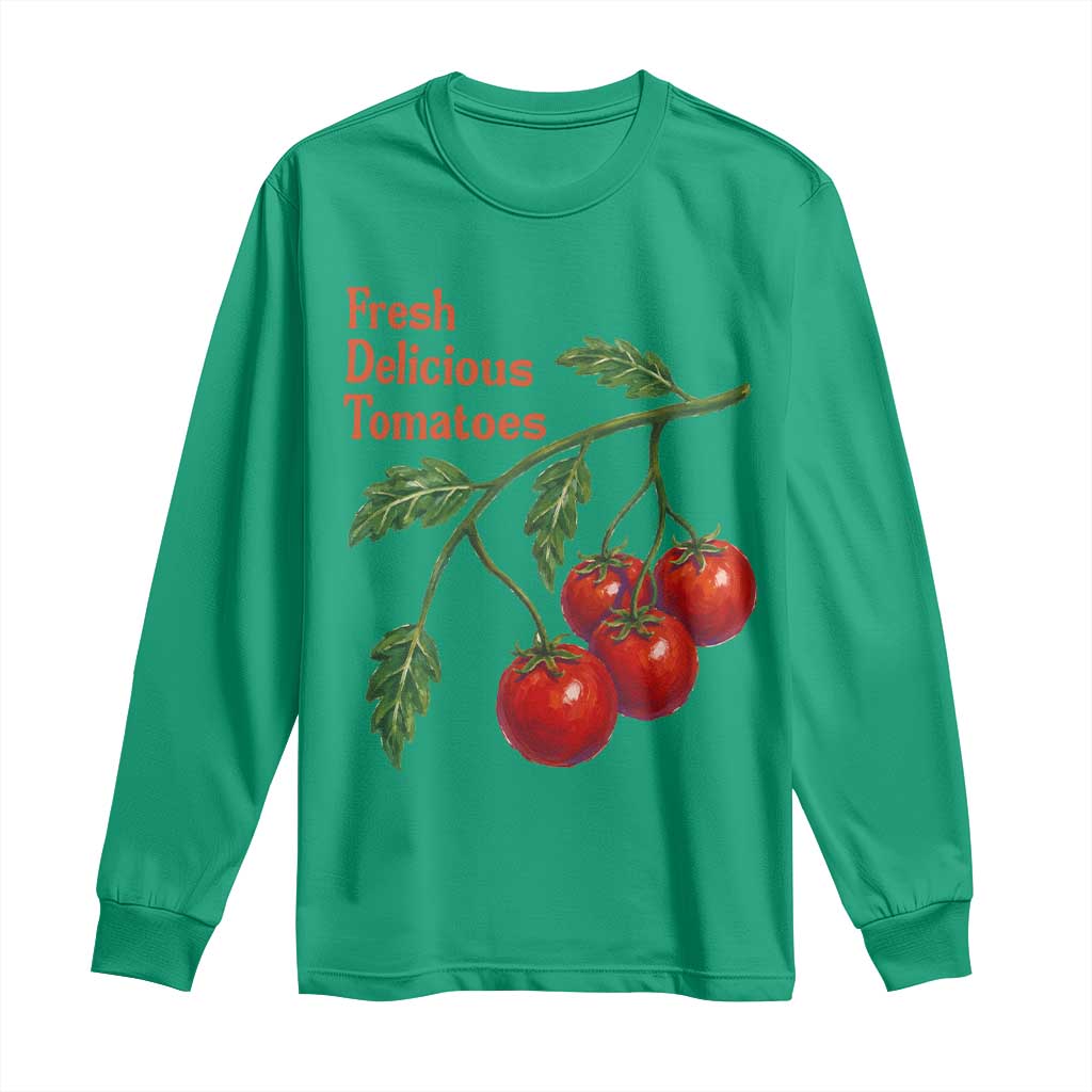 Subtle FDT Long Sleeve Shirt Fresh Delicious Tomatoes Retro Tomato Vine Graphic Political Humor