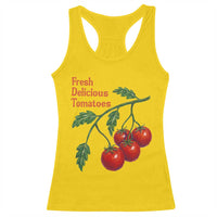 Subtle FDT Racerback Tank Top Fresh Delicious Tomatoes Retro Tomato Vine Graphic Political Humor
