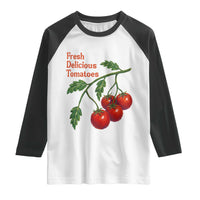 Subtle FDT Raglan Shirt Fresh Delicious Tomatoes Retro Tomato Vine Graphic Political Humor