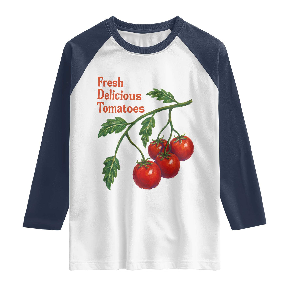 Subtle FDT Raglan Shirt Fresh Delicious Tomatoes Retro Tomato Vine Graphic Political Humor