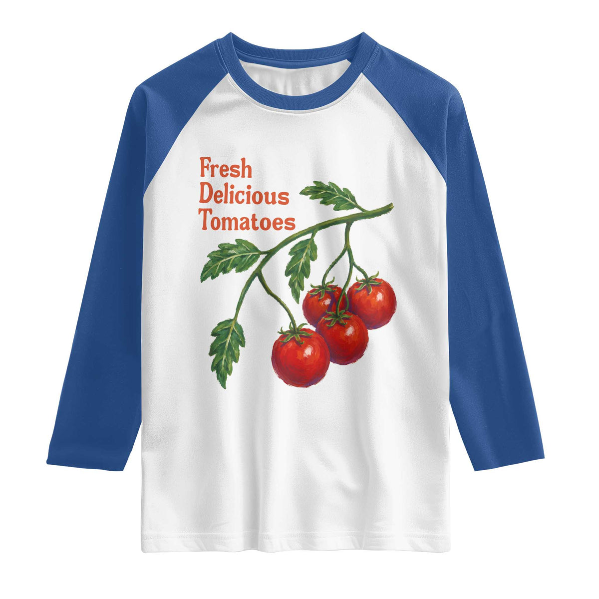 Subtle FDT Raglan Shirt Fresh Delicious Tomatoes Retro Tomato Vine Graphic Political Humor
