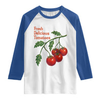 Subtle FDT Raglan Shirt Fresh Delicious Tomatoes Retro Tomato Vine Graphic Political Humor