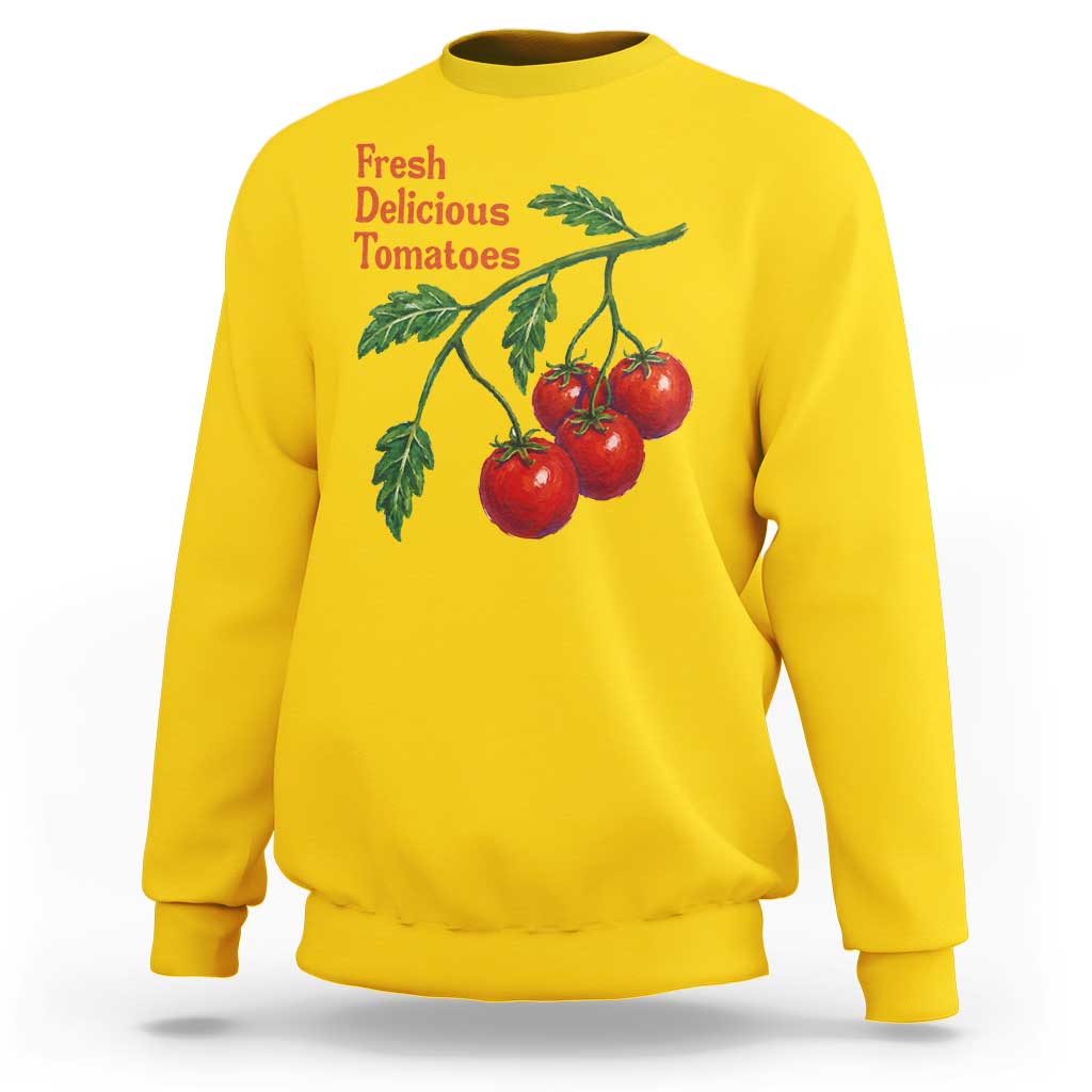 Subtle FDT Sweatshirt Fresh Delicious Tomatoes Retro Tomato Vine Graphic Political Humor