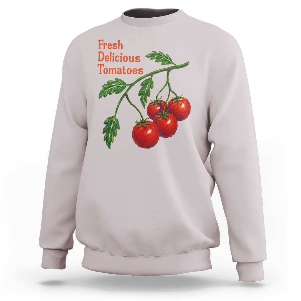 Subtle FDT Sweatshirt Fresh Delicious Tomatoes Retro Tomato Vine Graphic Political Humor