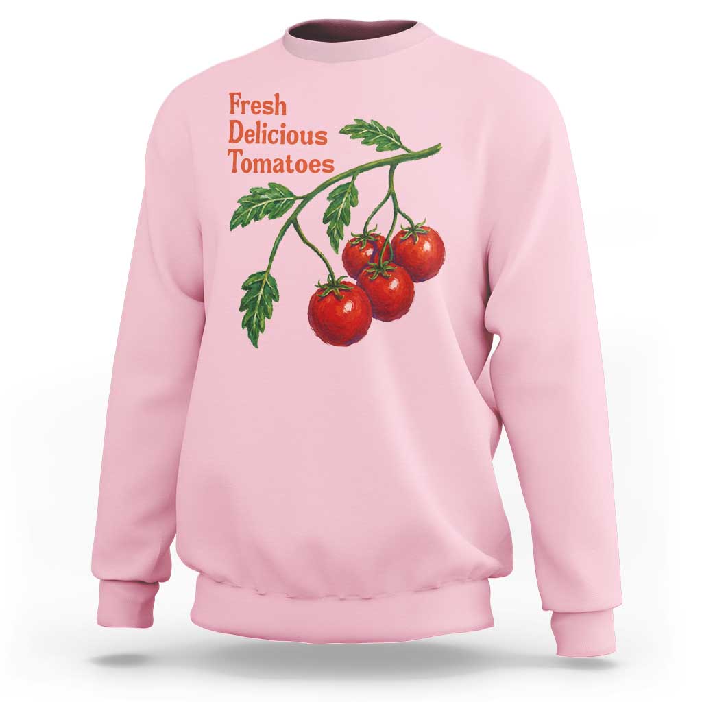 Subtle FDT Sweatshirt Fresh Delicious Tomatoes Retro Tomato Vine Graphic Political Humor