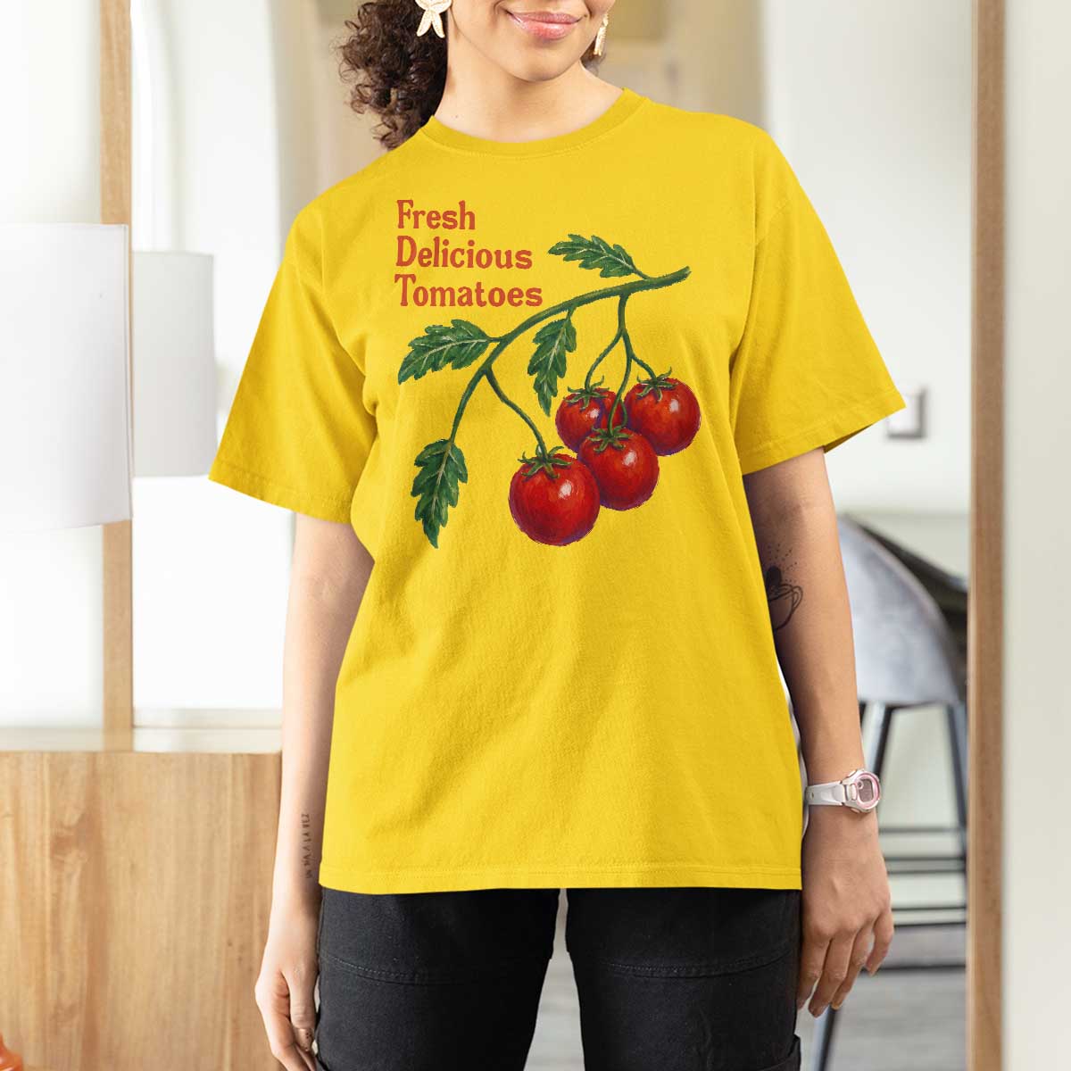 Subtle FDT T Shirt For Women Fresh Delicious Tomatoes Retro Tomato Vine Graphic Political Humor