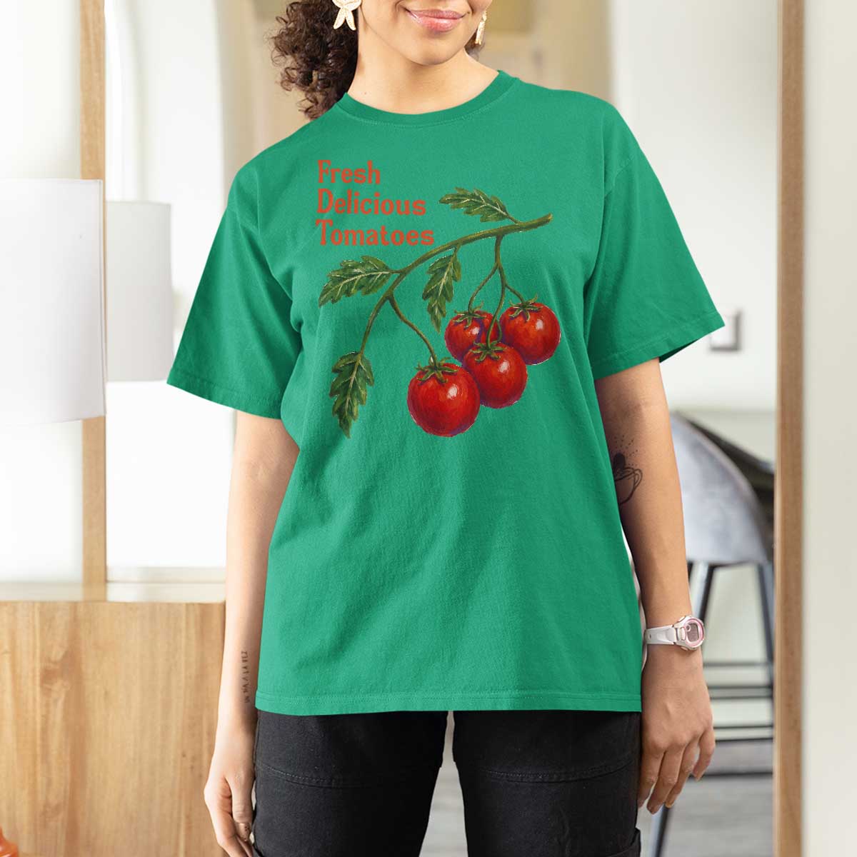 Subtle FDT T Shirt For Women Fresh Delicious Tomatoes Retro Tomato Vine Graphic Political Humor