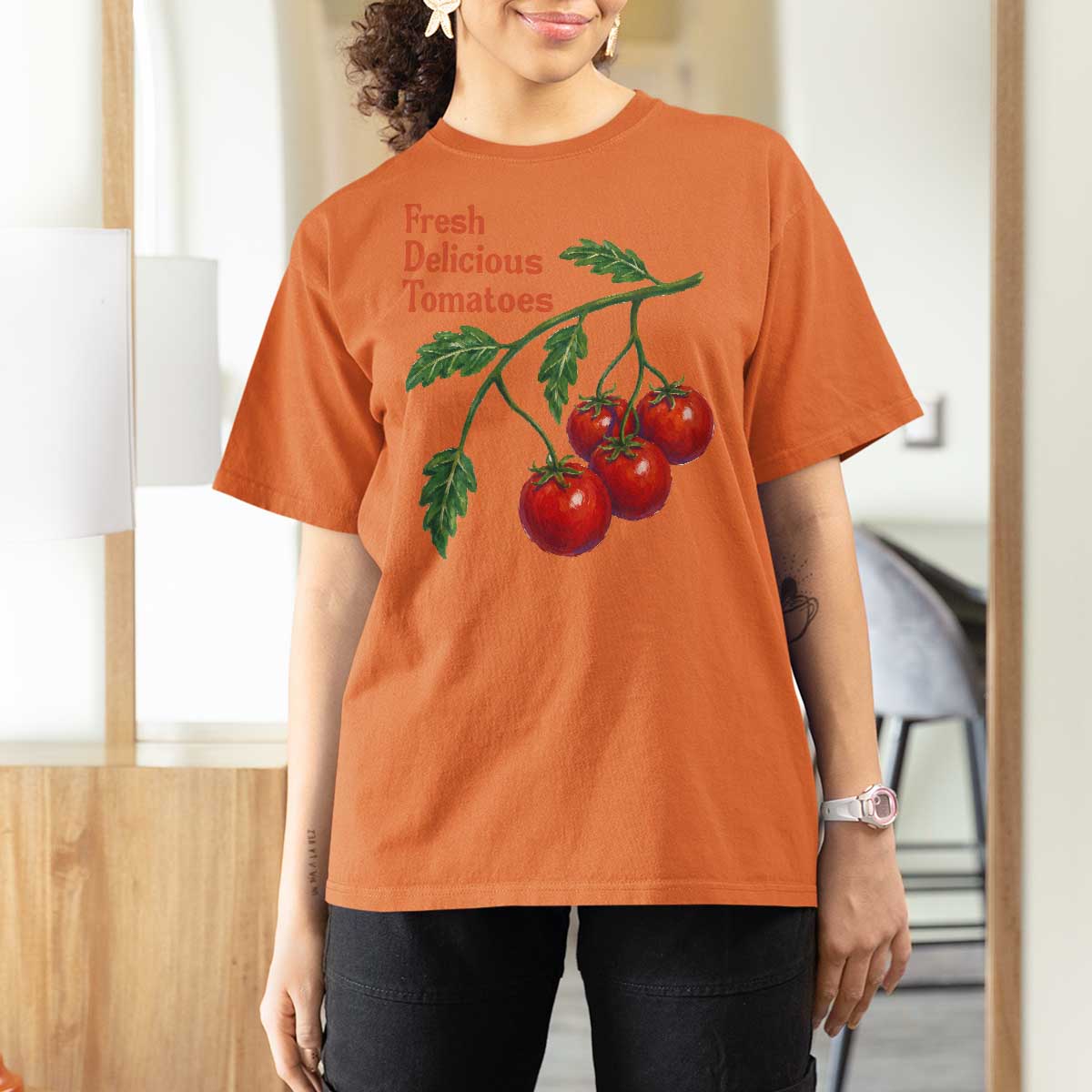 Subtle FDT T Shirt For Women Fresh Delicious Tomatoes Retro Tomato Vine Graphic Political Humor