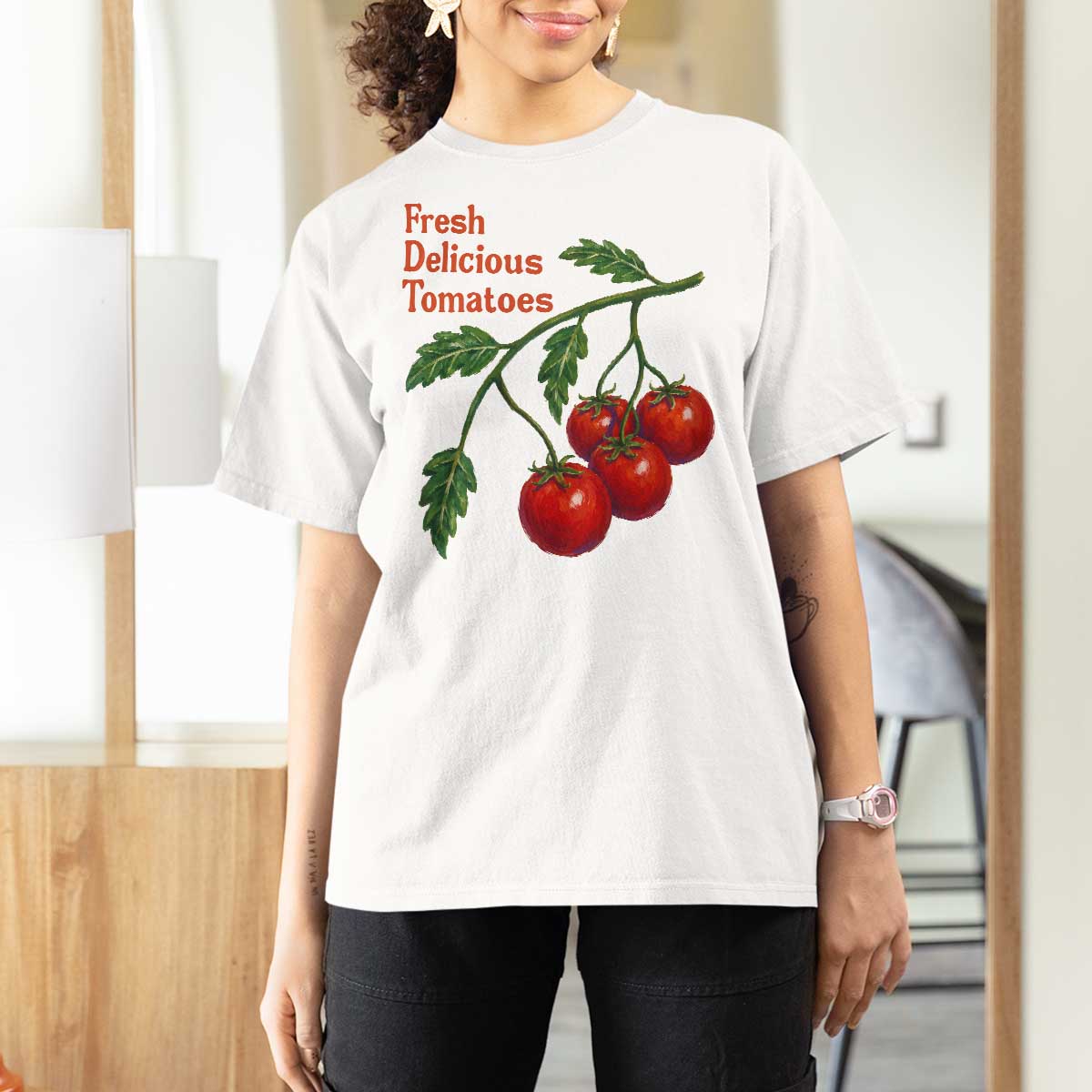 Subtle FDT T Shirt For Women Fresh Delicious Tomatoes Retro Tomato Vine Graphic Political Humor