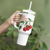 Subtle FDT Tumbler With Handle Fresh Delicious Tomatoes Retro Tomato Vine Graphic Political Humor