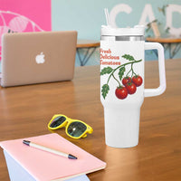 Subtle FDT Tumbler With Handle Fresh Delicious Tomatoes Retro Tomato Vine Graphic Political Humor