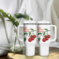Subtle FDT Tumbler With Handle Fresh Delicious Tomatoes Retro Tomato Vine Graphic Political Humor