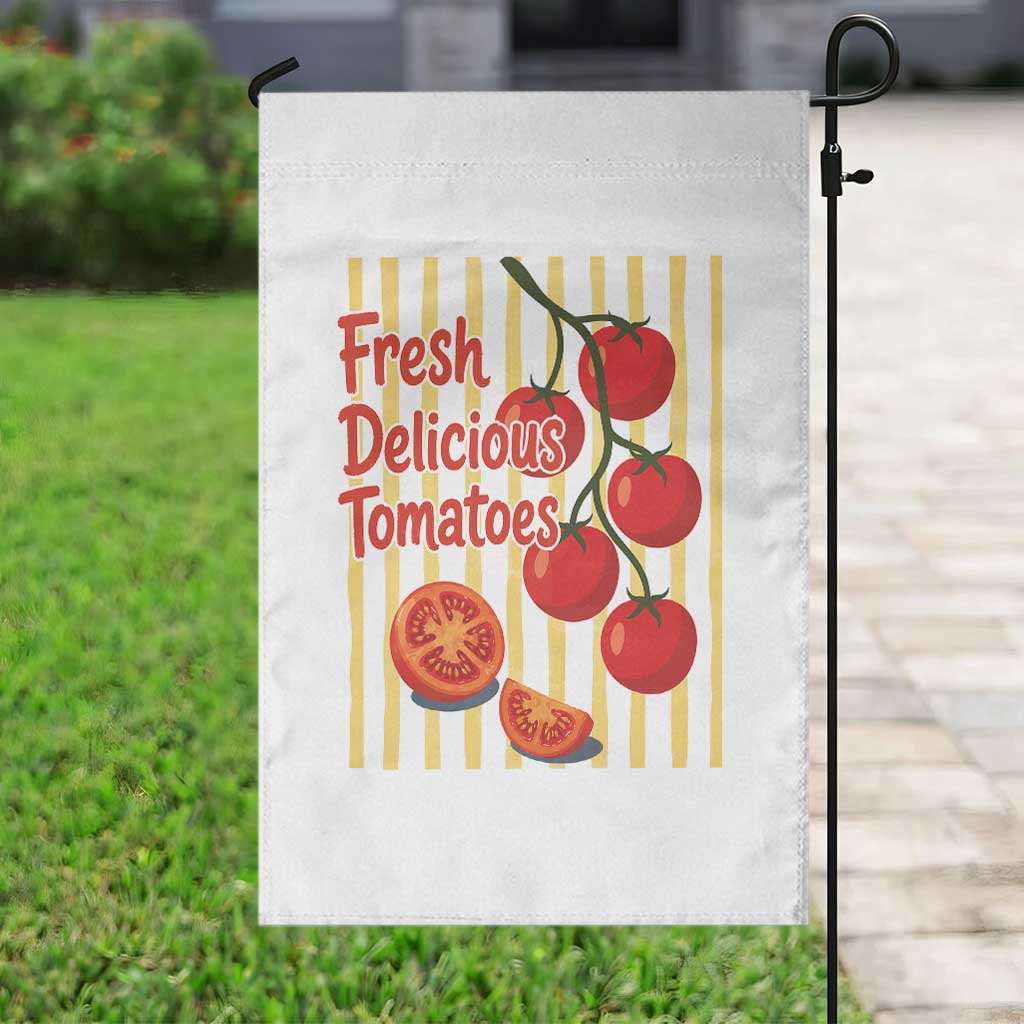 Subtle FDT Garden Flag Fresh Delicious Tomatoes Striped Retro Vintage 80s Subtle FDT