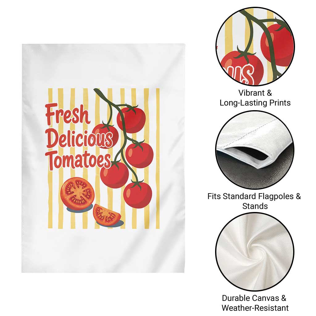 Subtle FDT Garden Flag Fresh Delicious Tomatoes Striped Retro Vintage 80s Subtle FDT