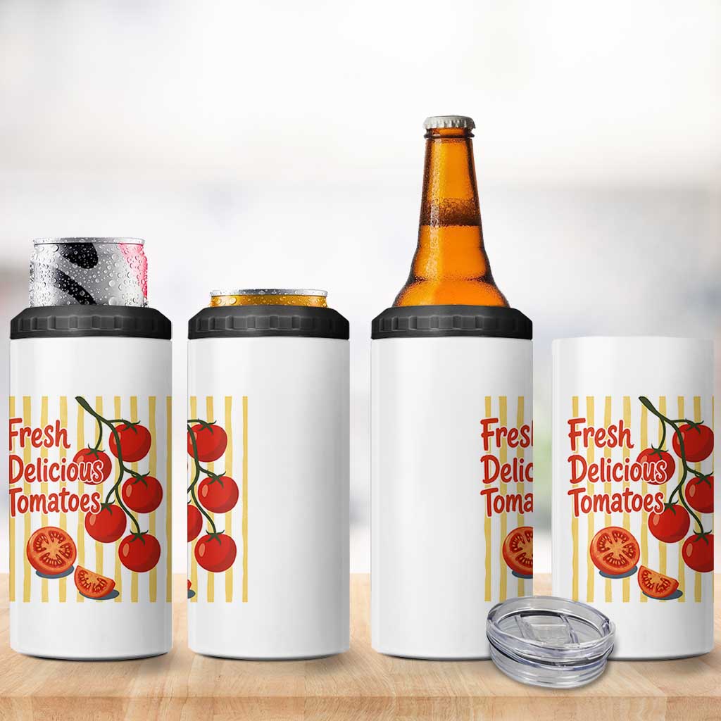 Subtle FDT 4 in 1 Can Cooler Tumbler Fresh Delicious Tomatoes Striped Retro Vintage 80s Subtle FDT