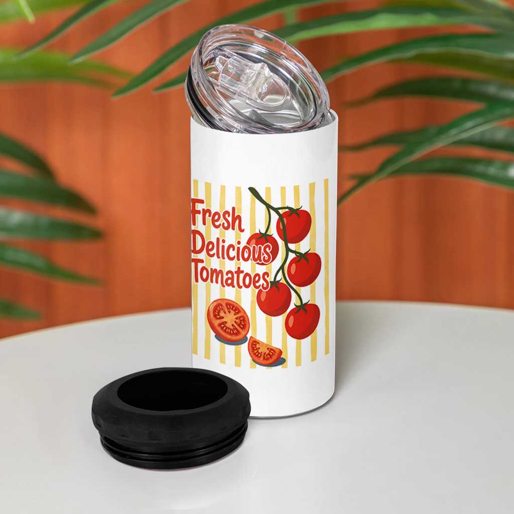 Subtle FDT 4 in 1 Can Cooler Tumbler Fresh Delicious Tomatoes Striped Retro Vintage 80s Subtle FDT