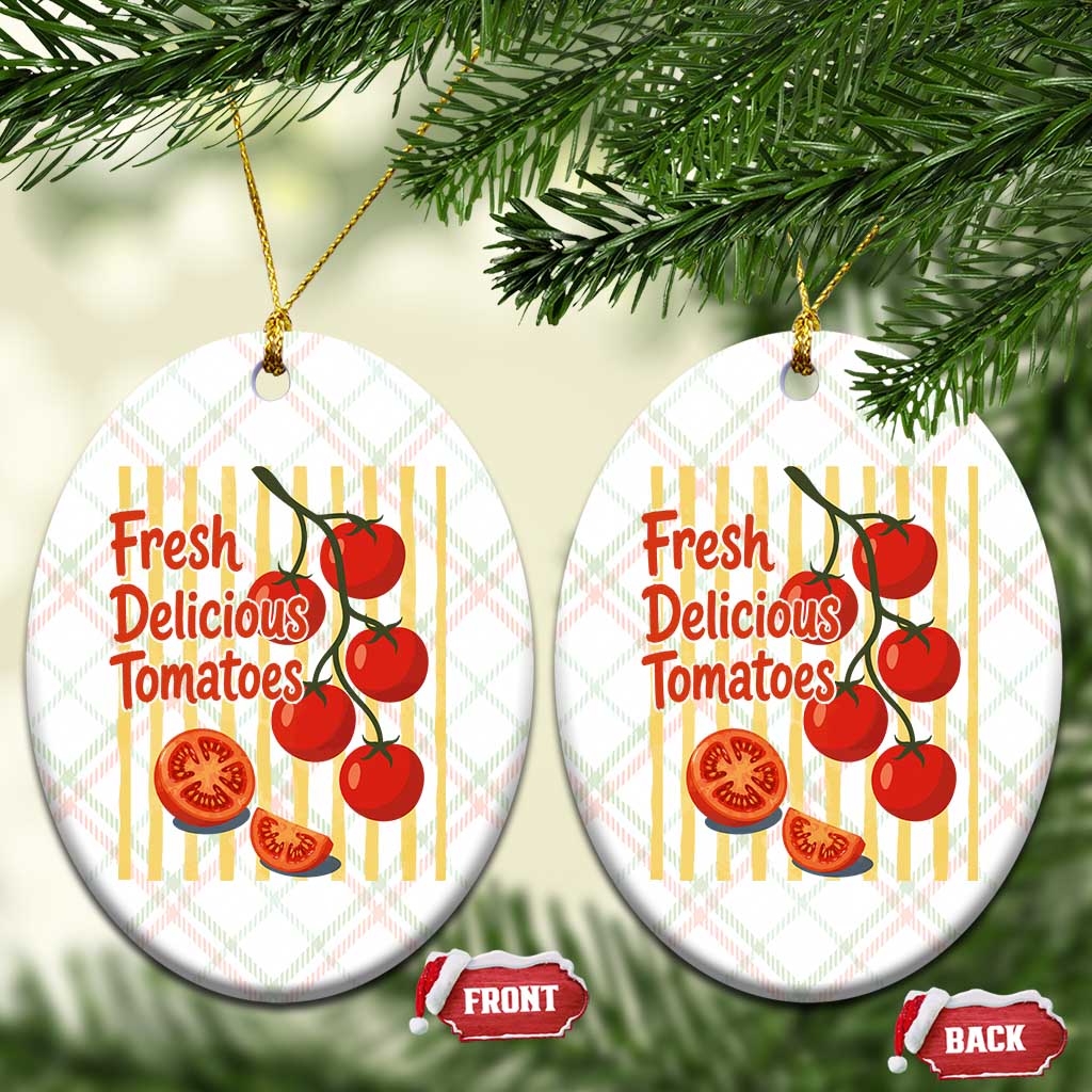 Subtle FDT Ceramic Ornament Fresh Delicious Tomatoes Striped Retro Vintage 80s Subtle FDT