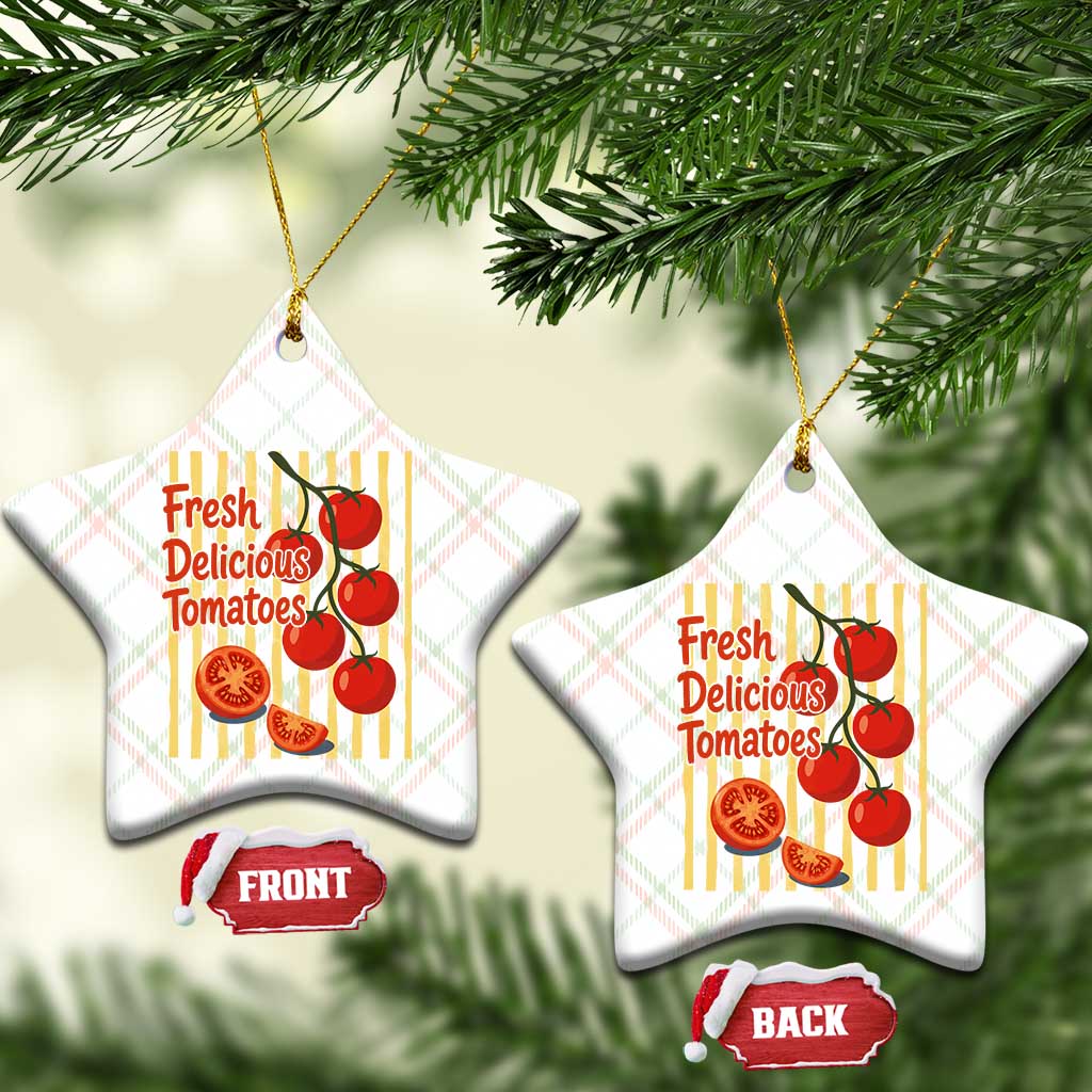 Subtle FDT Ceramic Ornament Fresh Delicious Tomatoes Striped Retro Vintage 80s Subtle FDT