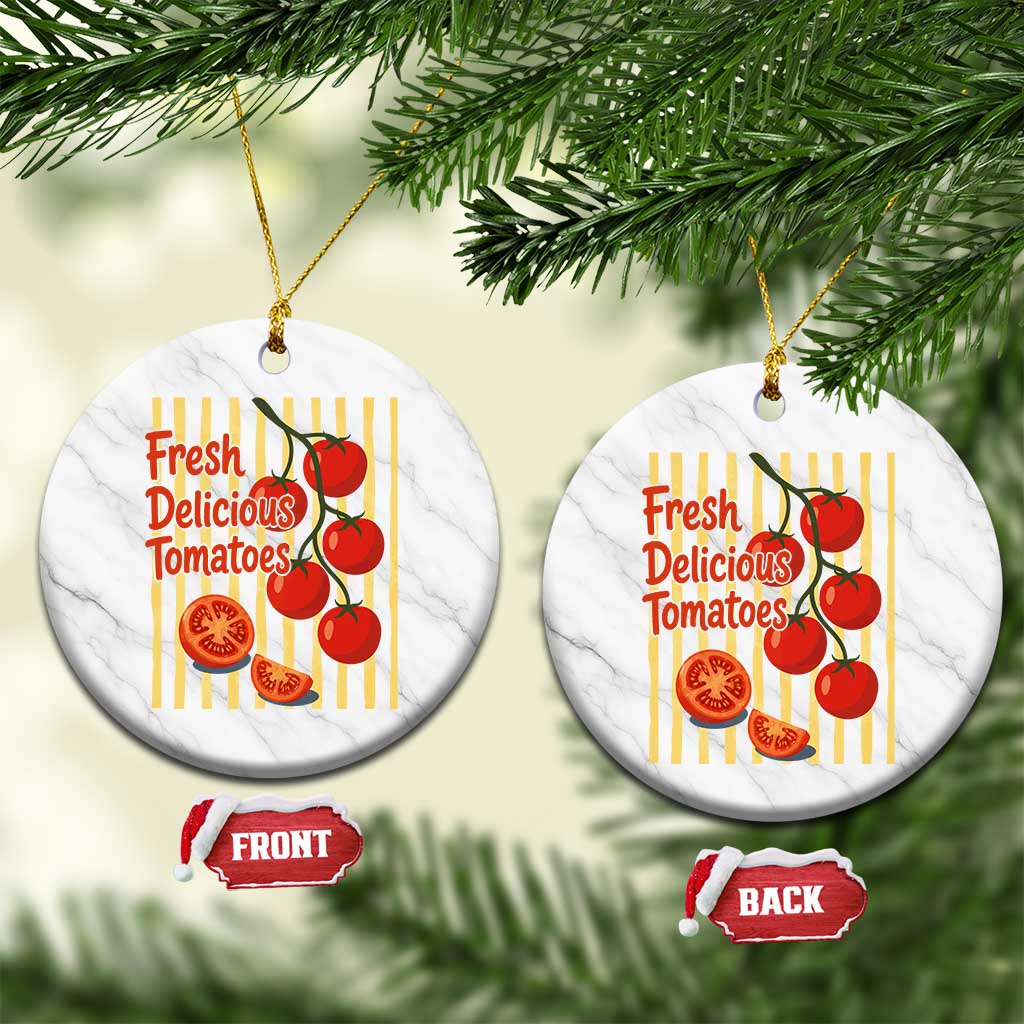 Subtle FDT Ceramic Ornament Fresh Delicious Tomatoes Striped Retro Vintage 80s Subtle FDT