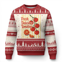 Subtle FDT Ugly Christmas Sweater Fresh Delicious Tomatoes Striped Retro Vintage 80s Subtle FDT