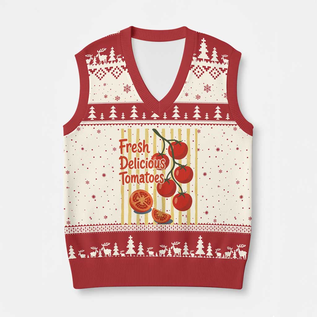 Subtle FDT V-Neck Knit Sweater Vest Fresh Delicious Tomatoes Striped Retro Vintage 80s Subtle FDT