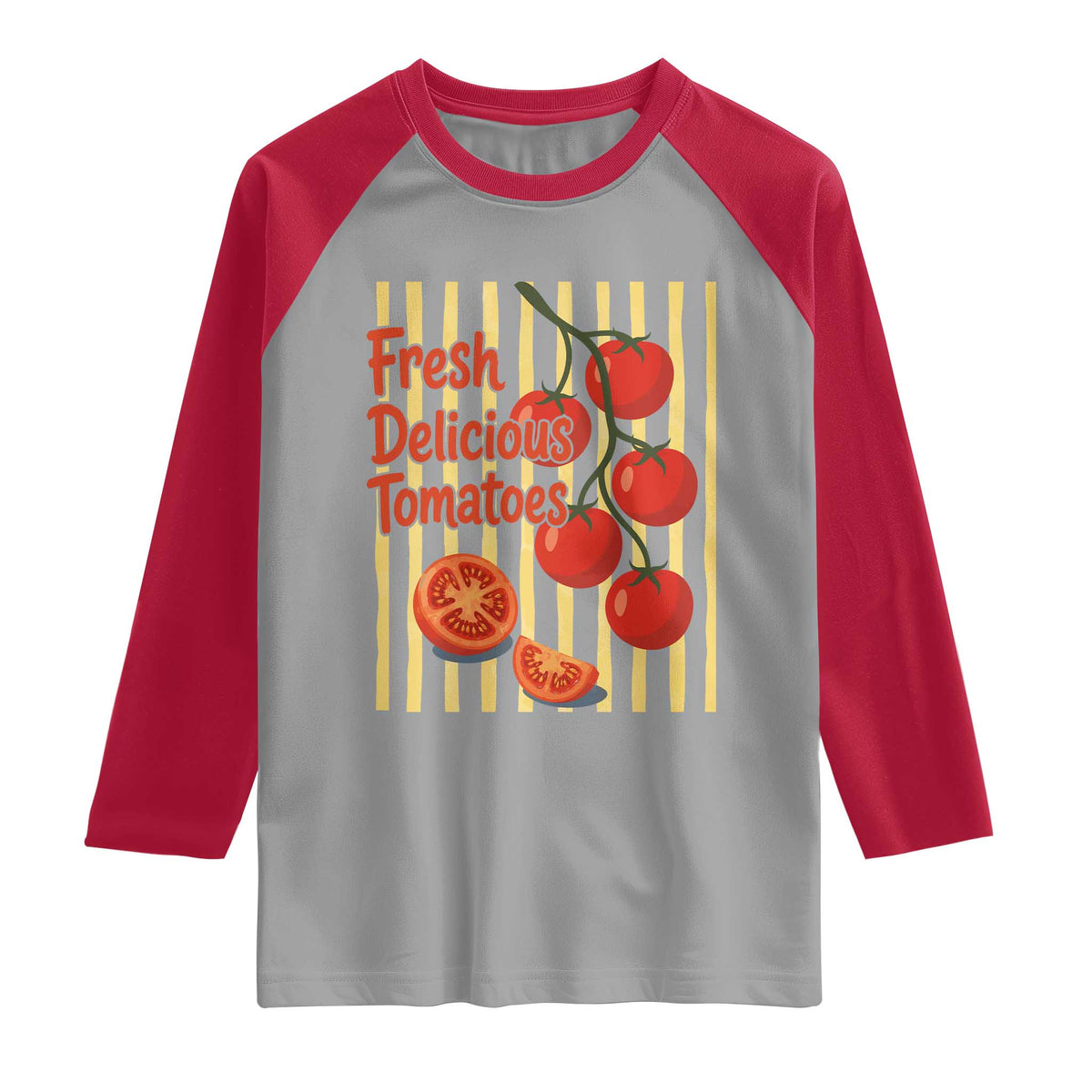 Subtle FDT Raglan Shirt Fresh Delicious Tomatoes Striped Retro Vintage 80s Subtle FDT