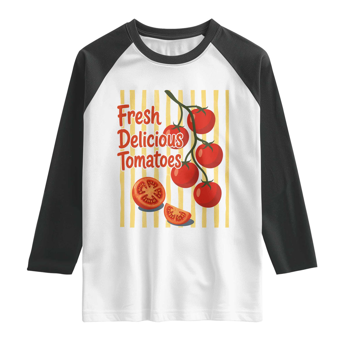 Subtle FDT Raglan Shirt Fresh Delicious Tomatoes Striped Retro Vintage 80s Subtle FDT