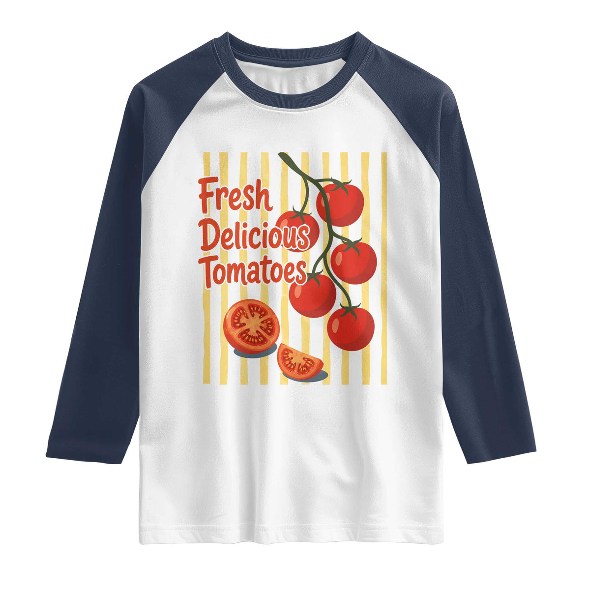 Subtle FDT Raglan Shirt Fresh Delicious Tomatoes Striped Retro Vintage 80s Subtle FDT