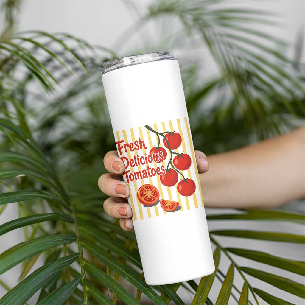 Subtle FDT Skinny Tumbler Fresh Delicious Tomatoes Striped Retro Vintage 80s Subtle FDT
