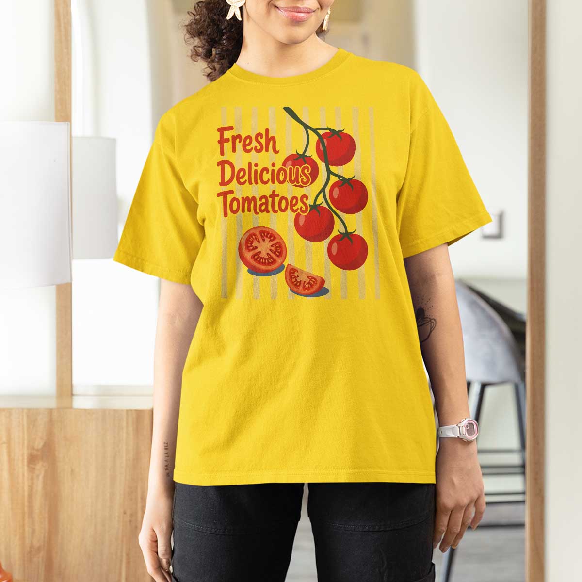 Subtle FDT T Shirt For Women Fresh Delicious Tomatoes Striped Retro Vintage 80s Subtle FDT