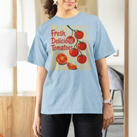 Subtle FDT T Shirt For Women Fresh Delicious Tomatoes Striped Retro Vintage 80s Subtle FDT