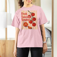 Subtle FDT T Shirt For Women Fresh Delicious Tomatoes Striped Retro Vintage 80s Subtle FDT