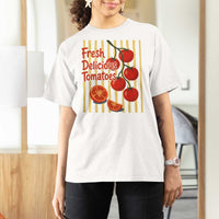 Subtle FDT T Shirt For Women Fresh Delicious Tomatoes Striped Retro Vintage 80s Subtle FDT