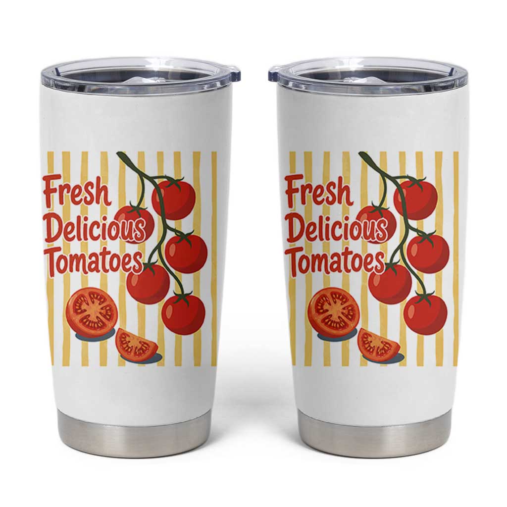 Subtle FDT Tumbler Cup Fresh Delicious Tomatoes Striped Retro Vintage 80s Subtle FDT