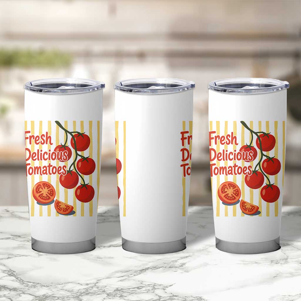 Subtle FDT Tumbler Cup Fresh Delicious Tomatoes Striped Retro Vintage 80s Subtle FDT