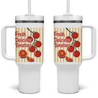 Subtle FDT Tumbler With Handle Fresh Delicious Tomatoes Striped Retro Vintage 80s Subtle FDT