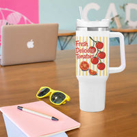 Subtle FDT Tumbler With Handle Fresh Delicious Tomatoes Striped Retro Vintage 80s Subtle FDT