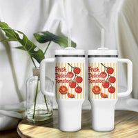 Subtle FDT Tumbler With Handle Fresh Delicious Tomatoes Striped Retro Vintage 80s Subtle FDT