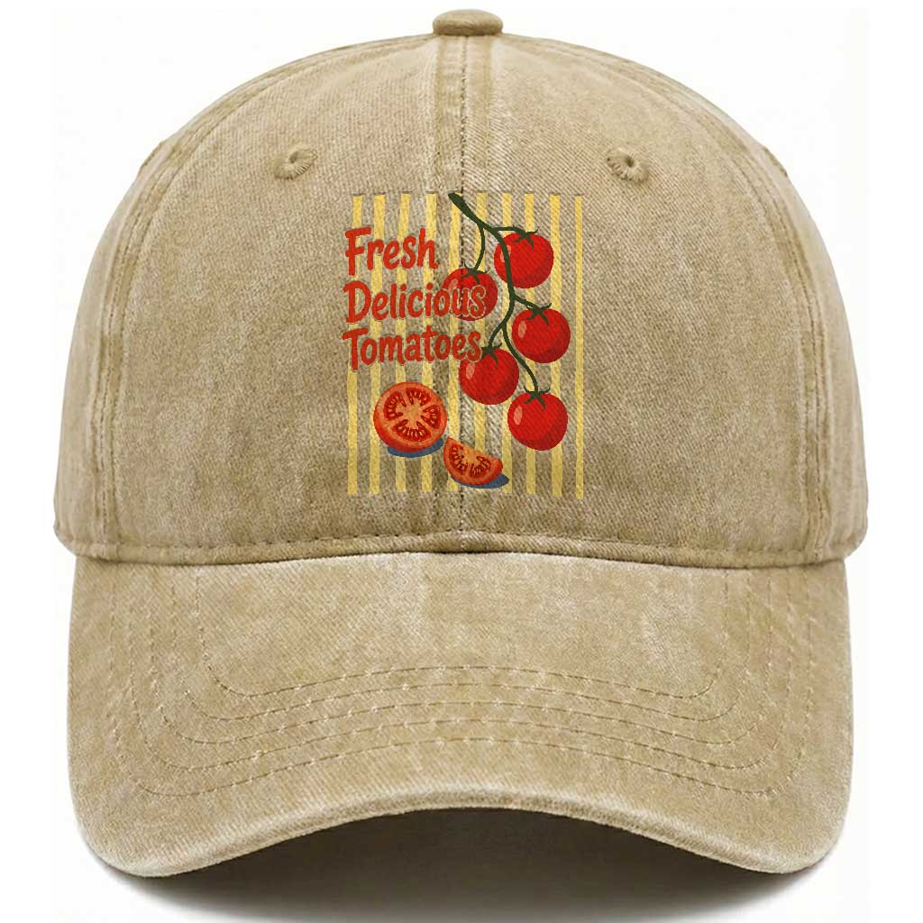 Subtle FDT Washed Cotton Baseball Cap Fresh Delicious Tomatoes Striped Retro Vintage 80s Subtle FDT
