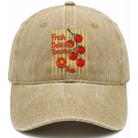 Subtle FDT Washed Cotton Baseball Cap Fresh Delicious Tomatoes Striped Retro Vintage 80s Subtle FDT