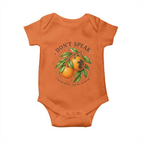 Subtle FDT Baby Onesie Dont Speak Orange Graphic Retro Vintage