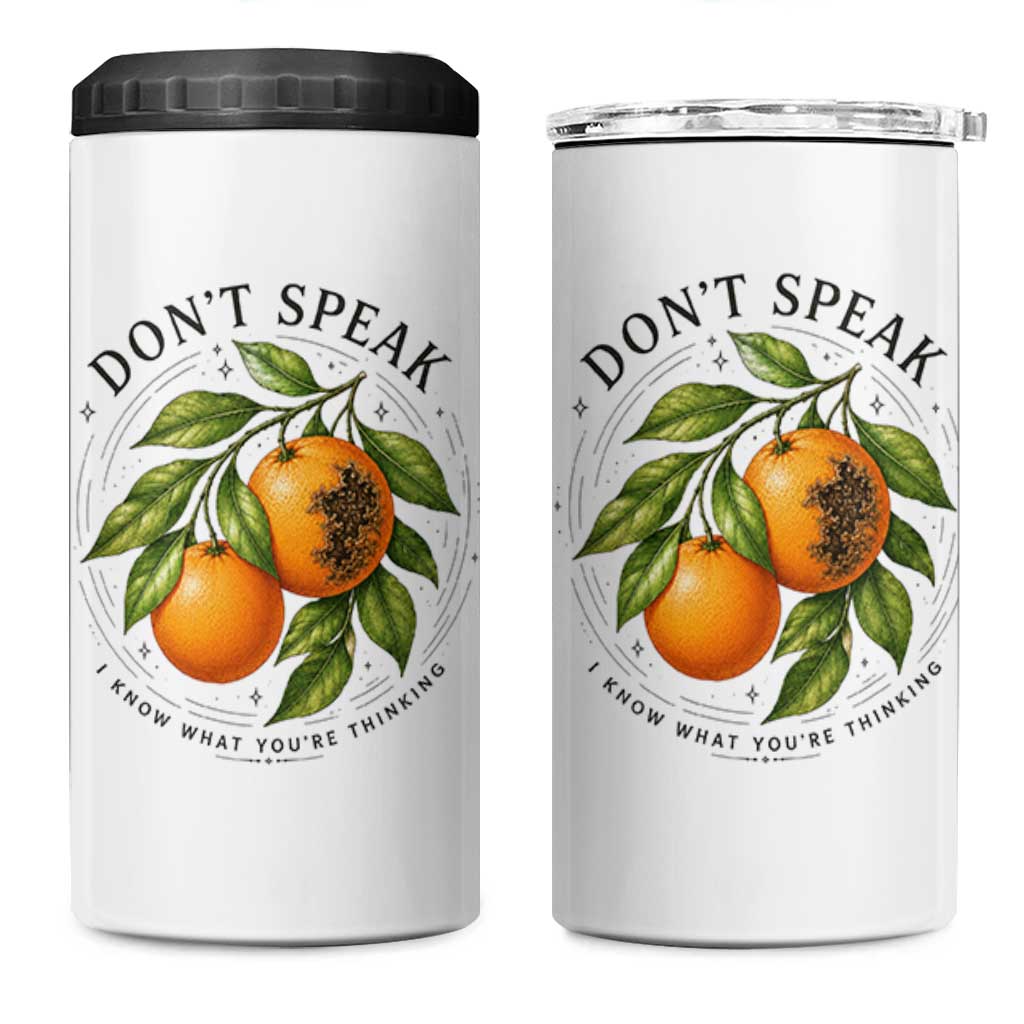 Subtle FDT 4 in 1 Can Cooler Tumbler Dont Speak Orange Graphic Retro Vintage