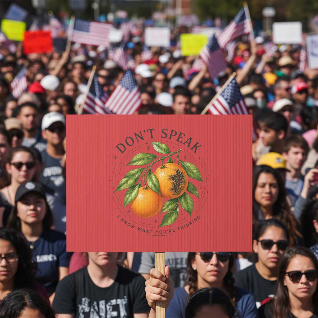 Subtle FDT Protest Sign Dont Speak Orange Graphic Retro Vintage