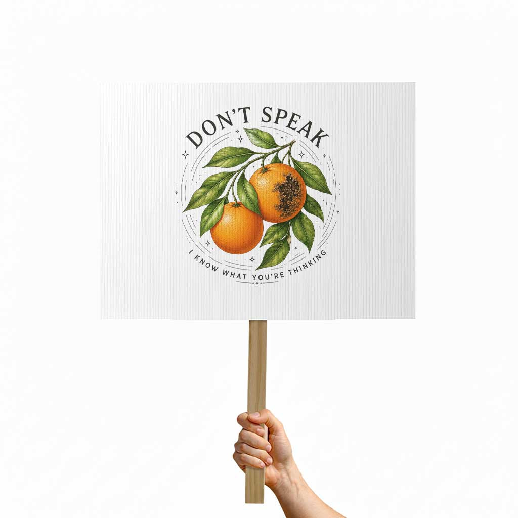 Subtle FDT Protest Sign Dont Speak Orange Graphic Retro Vintage
