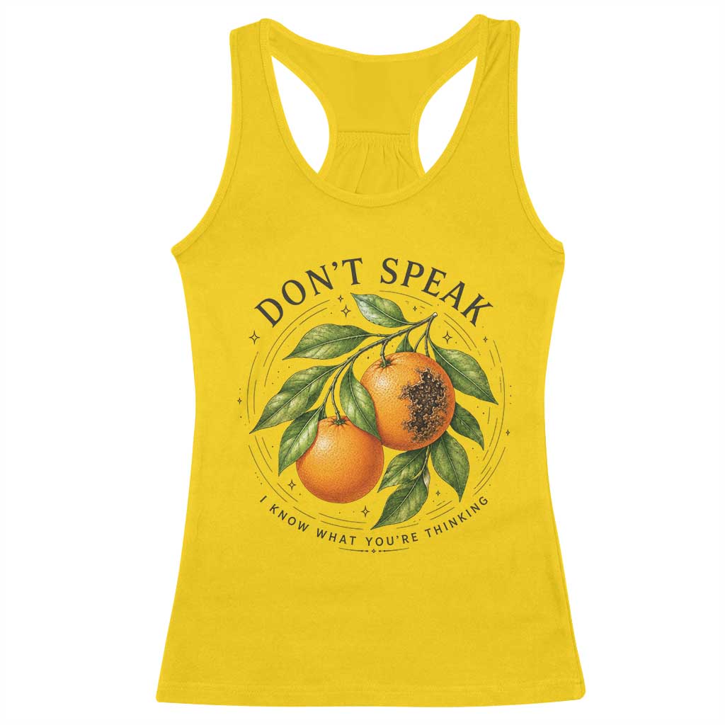 Subtle FDT Racerback Tank Top Dont Speak Orange Graphic Retro Vintage