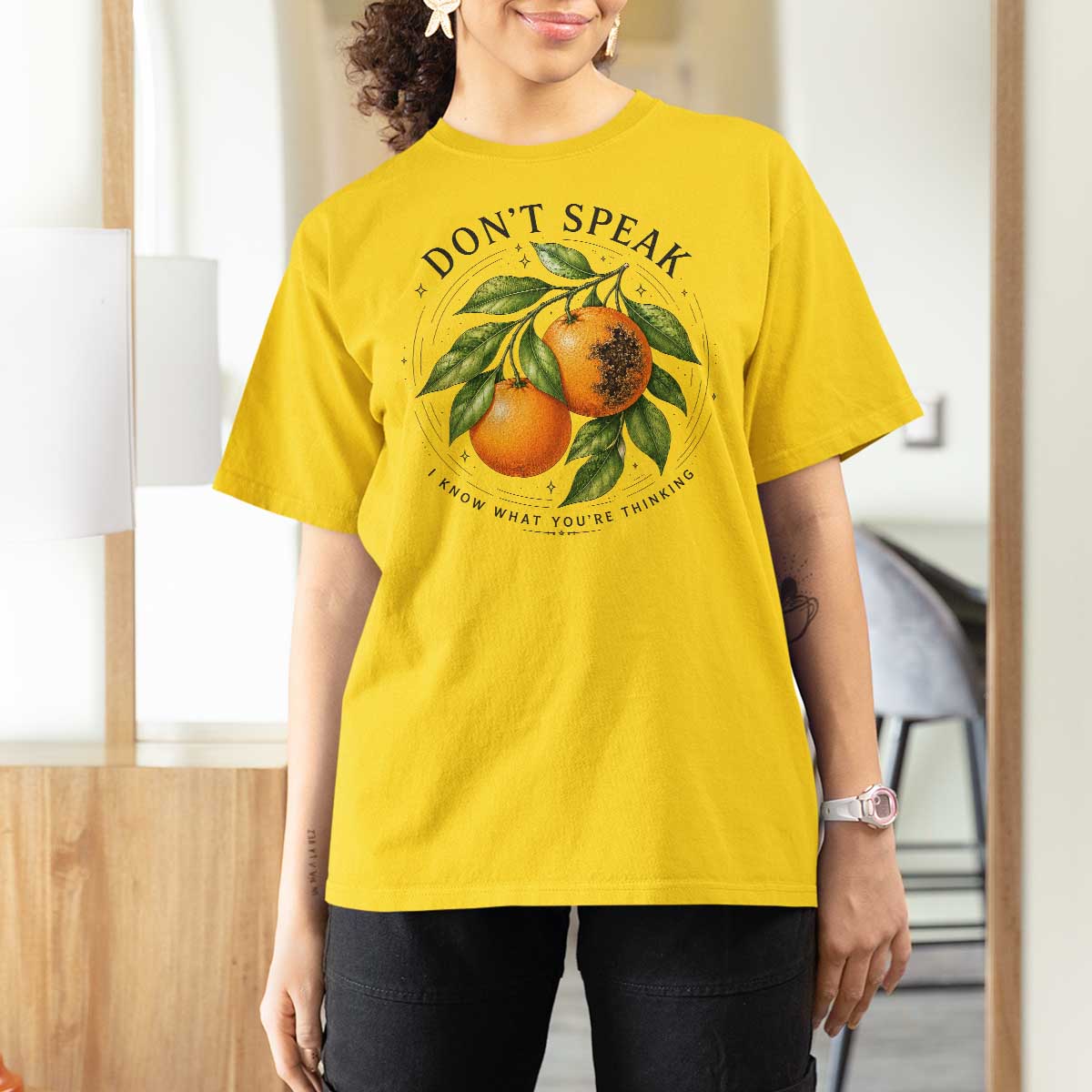 Subtle FDT T Shirt For Women Dont Speak Orange Graphic Retro Vintage